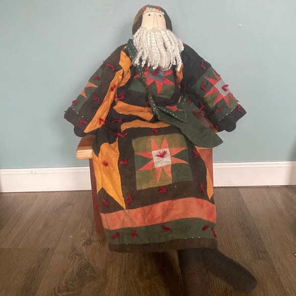VINTAGE 2002 TENDER HEART TREASURES PRIMITIVE TALL weight shelf sitting SANTA - Picture 1 of 10